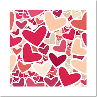 Colorful pattern with hearts Posters and Art